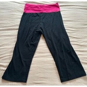 Silver One Womens Yoga Pants Black Pink Fold Over Waist Crop Leggings Large